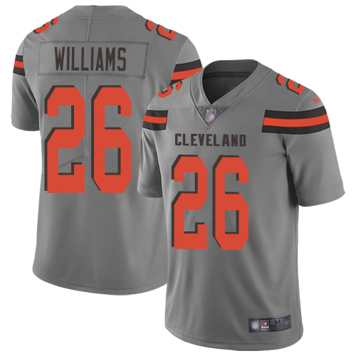 Cleveland Browns Greedy Williams Men Gray Limited Jersey #26 NFL Football Inverted Legend->cleveland browns->NFL Jersey